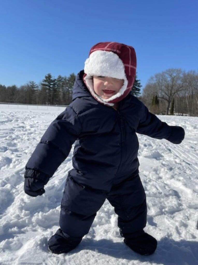 Rubber Bands And Popsicle Sticks Linden standing on snow