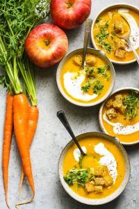 Slow Cooker Carrot Apple Soup with Zaatar Croutons 4