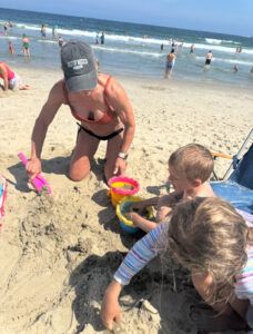 Polli digging with kids