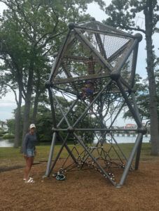 polli with kids in new play structure 1