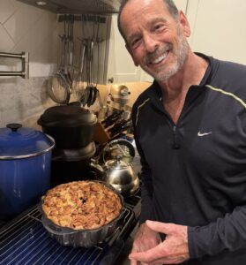 No baking awards, but delicious Jewish Apple Cake, and my boyfriend. Michael with apple cake in pan