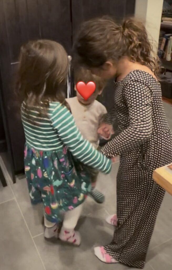 Dancing with Logans face covered