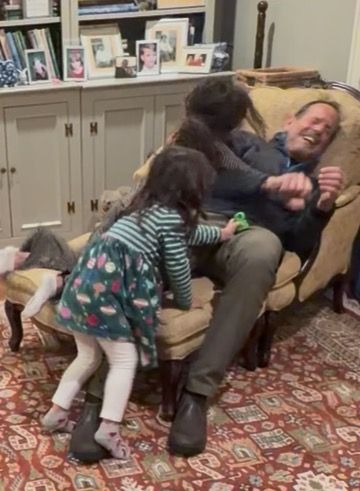 Girls jumping on Michael 2