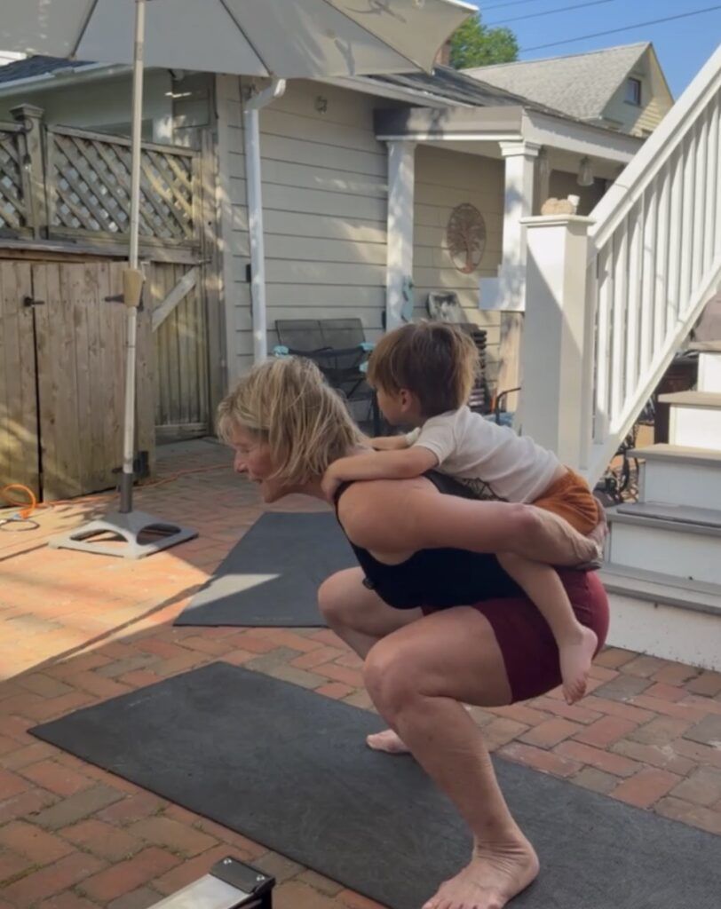 I'm the grandma I didn't expect. Remembering Pearl. Polli squat with Logan